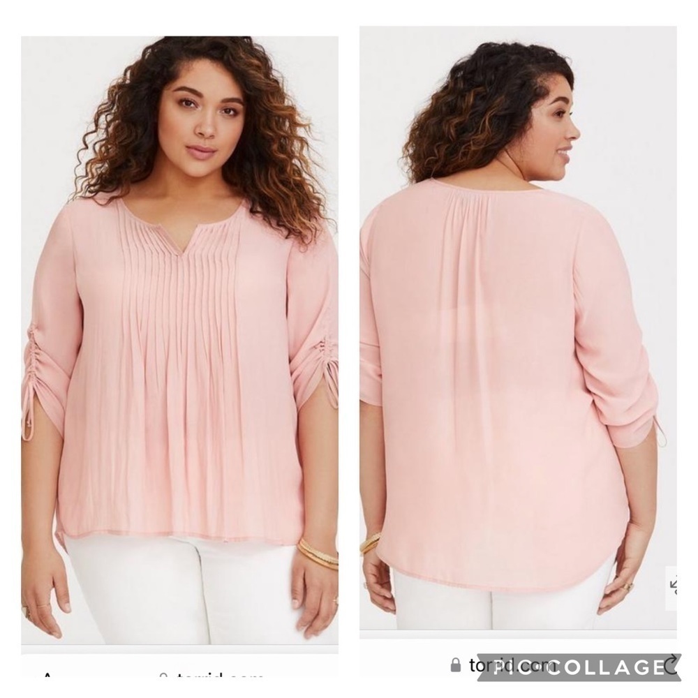 NWT Torrid Pink Pintuck Chiffon Blouse 1X